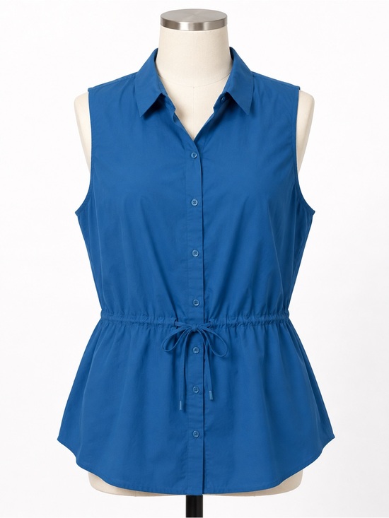 Athleta Tops - NWT Athleta Levitate Poplin Cinch Waist Tank Top Blue 3X